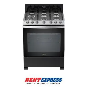 ESTUFA WHIRLPOOL 30” GAS 6′ HORNILLAS NEGRAS