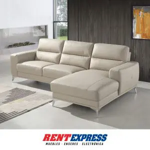 JUEGO DE SALA SECCIONAL BEIGE COW LEATHER