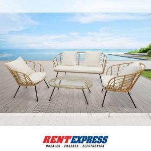 JUEGO DE PATIO 4 PIEZAS – SILLAS, LOVESEAT & MESA DE CÓCTEL