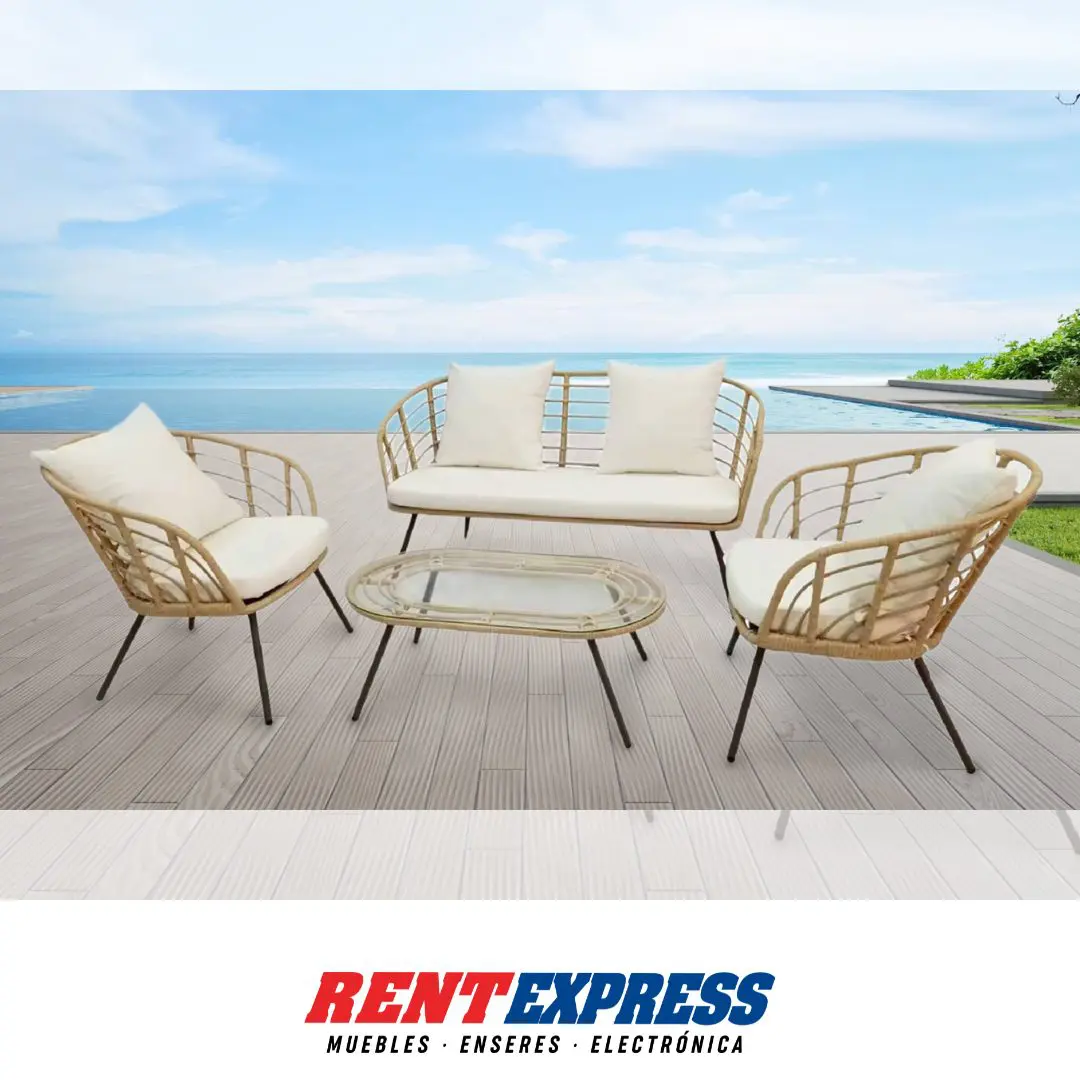 JUEGO DE PATIO 4 PIEZAS – SILLAS, LOVESEAT & MESA DE CÓCTEL
