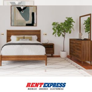 JUEGO DE HABITACIÓN BETTIE – CAMA QUEEN, GAVETERO CON ESPEJO Y MESA DE NOCHE