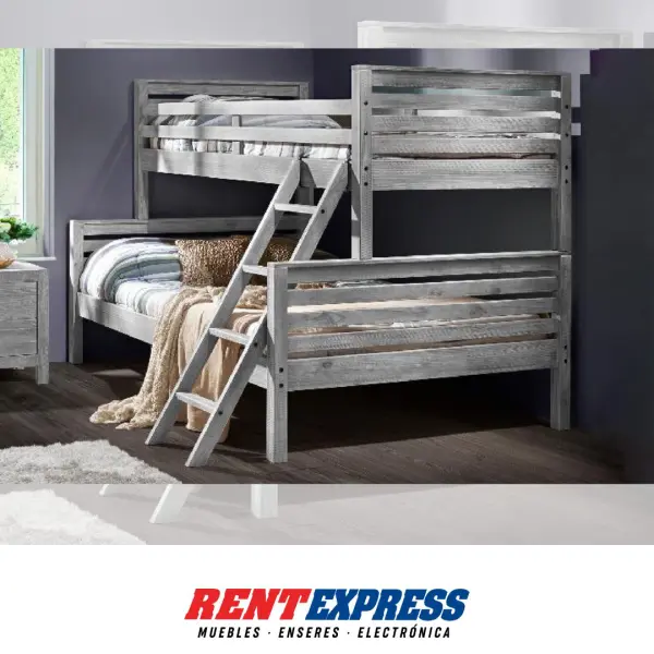 CAMA LITERA RUSTIC TWIN/FULL - GRIS MONTAUK