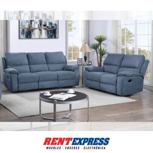 JUEGO DE SALA AZUL – SOFÁ & LOVESEAT RECLINABLE