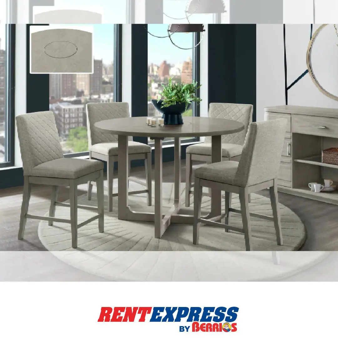 JUEGO DE COMEDOR 5 PIEZAS – MESA COUNTER HEIGHT CON 4 STOOLS