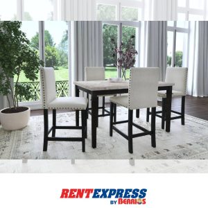 JUEGO DE COMEDOR 5 PIEZAS – MESA COUNTER HEIGHT CON 4 STOOLS