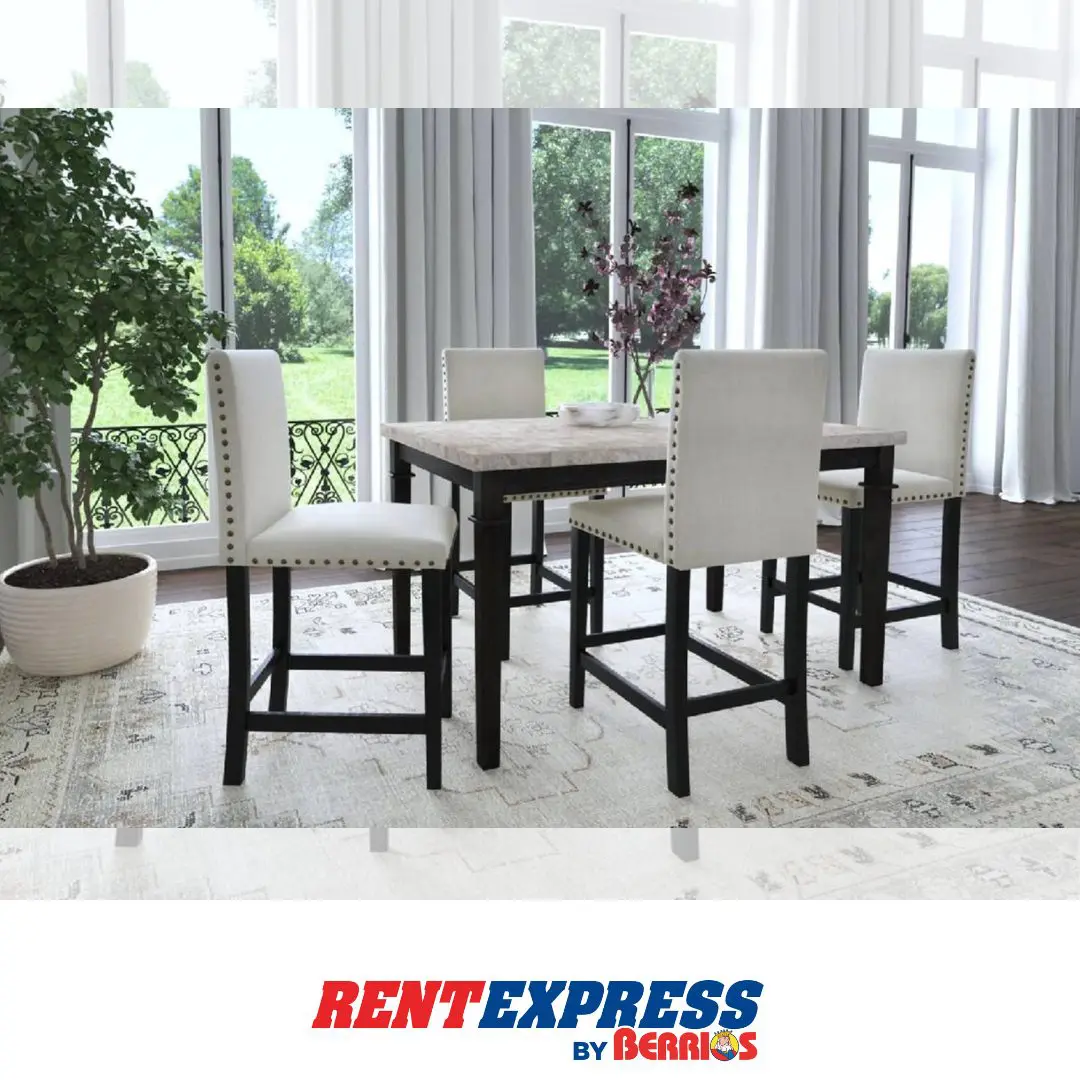 JUEGO DE COMEDOR 5 PIEZAS – MESA COUNTER HEIGHT CON 4 STOOLS