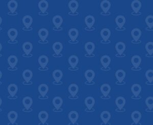 Fondo azul con íconos de localización ubicados al azar.